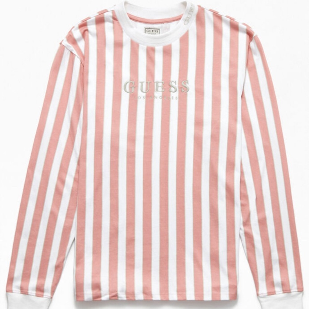 Guess logo striped long leeve t shirt